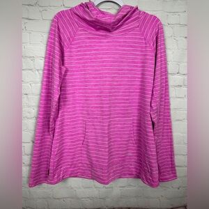 GapFit Women's Kabru funnel Neck hooded pink striped Long Sleeve Shirt sz XL GUC